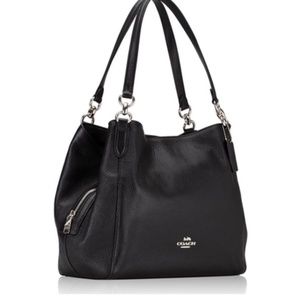 Coach Hallie Pebbled Leather Shoulder Bag - Black